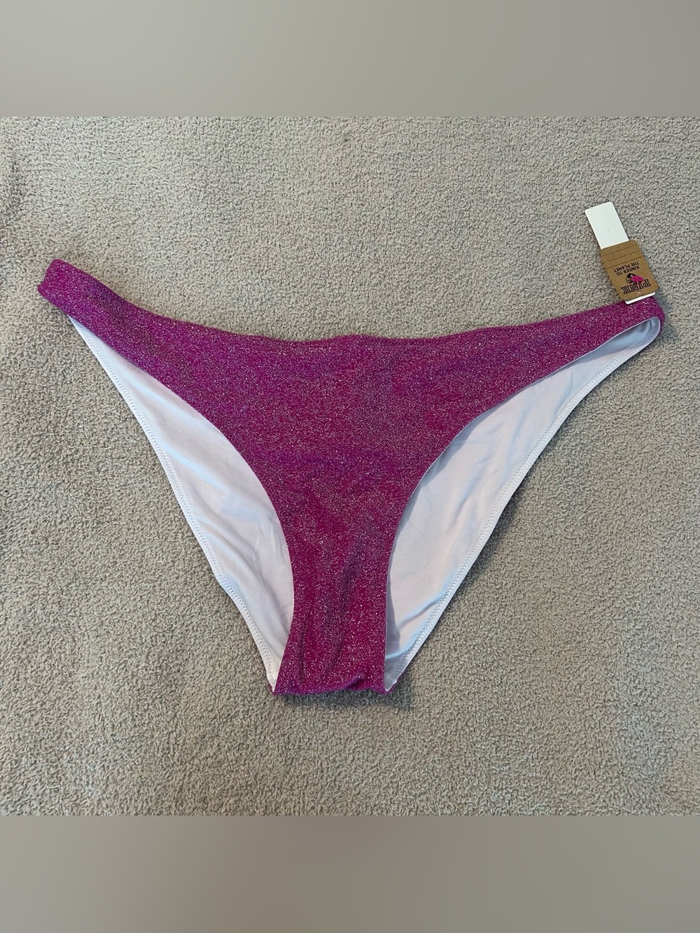 Victoria’s Secret PINK NWT purple shimmer brazillian lurex XXL bikini bottoms